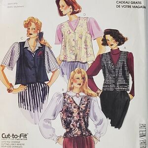 Vintage 80s McCalls Pattern 0021 Fitted Loose Vest S M L Uncut